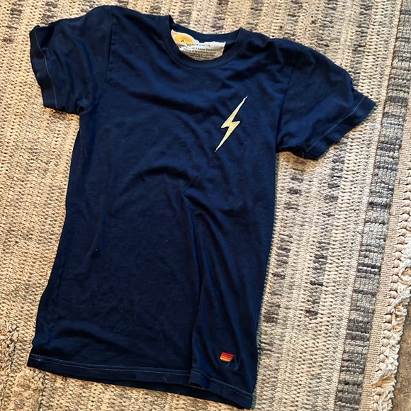 Aviator Nation super soft triblend tee lightning bolt navy rainbow - Picture 11 of 12